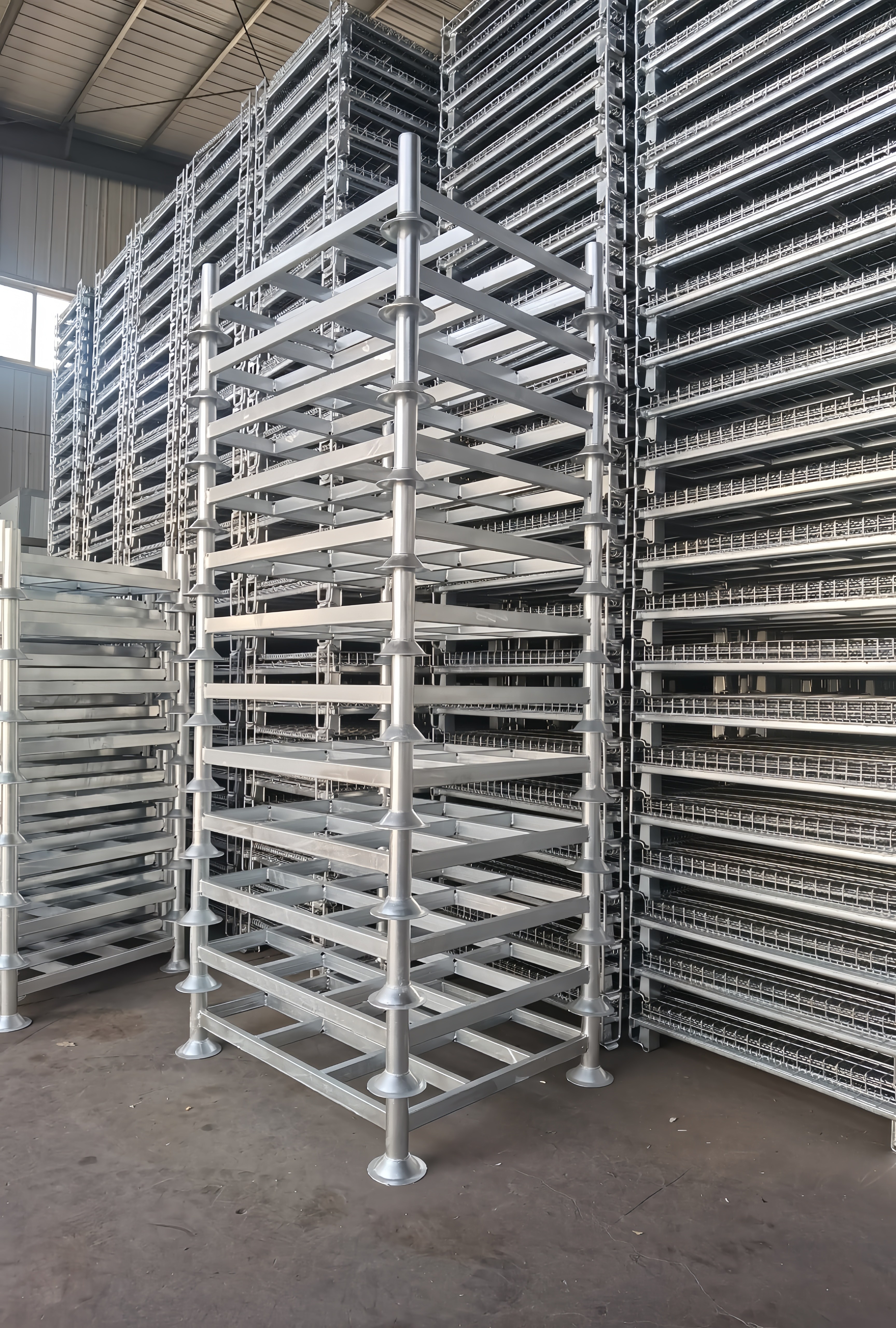 Heavy Duty Detachable Pallets Loading Stacking Storage Galvanized Steel Rack With Removable Post