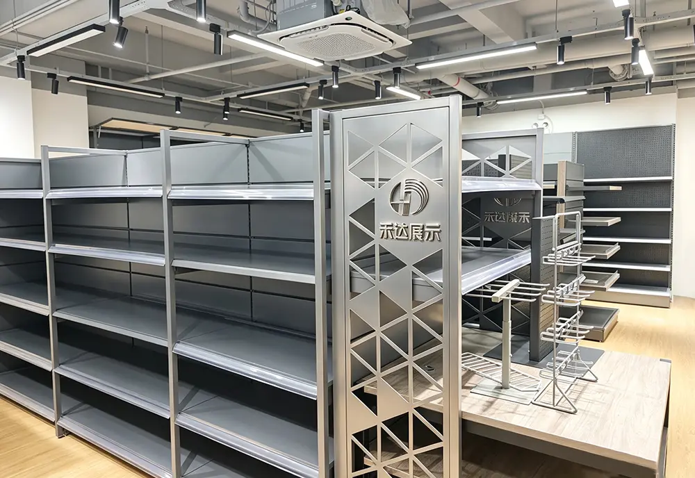 Custom sample display showroom with live racking configurations