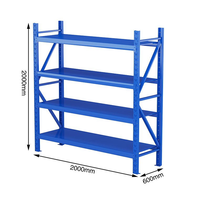 HUAWU 200kg Per Layer Boltless Shelving System 4 Shelf Steel Q235 Light Duty Warehouse Storage Rack HD036
