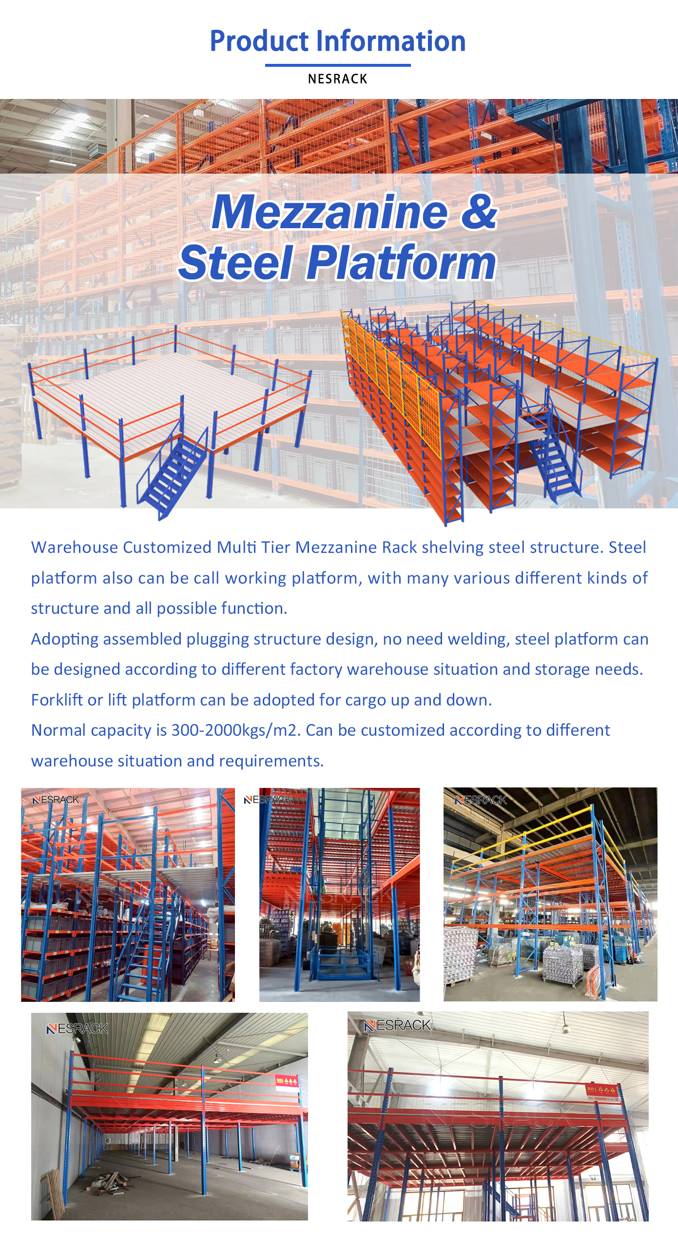 Mezzanine Rack and Steel Platform Storage System