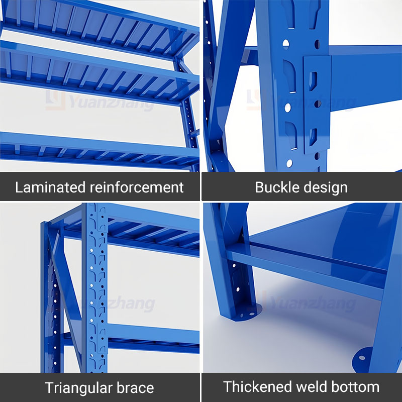 YZ Industrial Long Span Storage Shelves, 4-Tier Medium Duty Rack, Heavy Duty Warehouse &amp; Workshop Storage Shelving