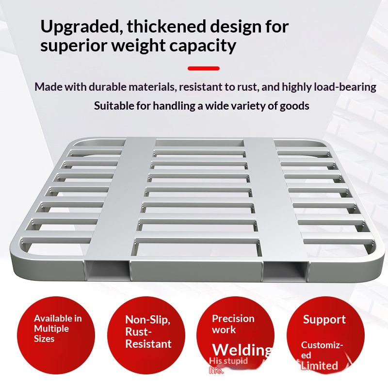 Galvanized Stackable Double-Sided Rounded-Edge Steel Pallet Forklifts; Pallet Rack Platform Moisture-Proof Pad Nestable 5 Ton
