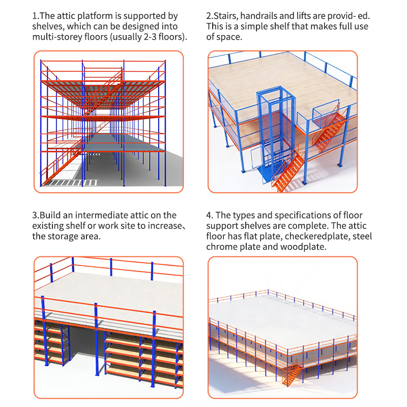 Custom Multi Level Industrial Mezzanine Racking System Warehouse Storage Attic Rack Boltless 500kg/sqm Load Steel Solid Steel