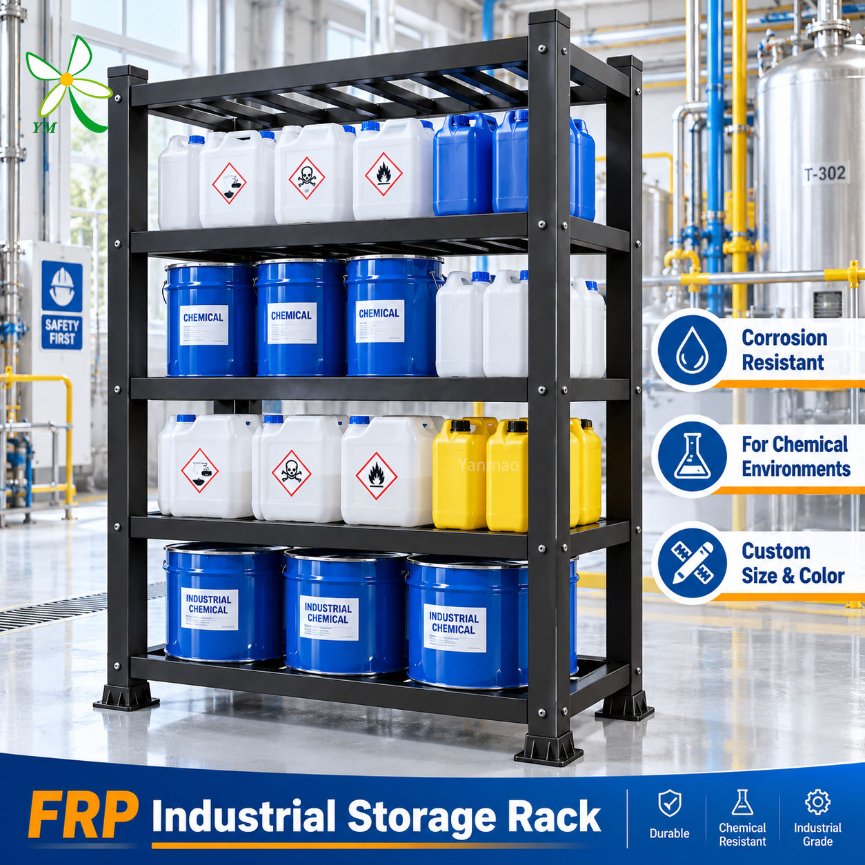 Reliable Manufacturer Screw Assembly Adjustable Custom Color Production Line Storage Shelving FRP Storage Rack Warehouse Rack