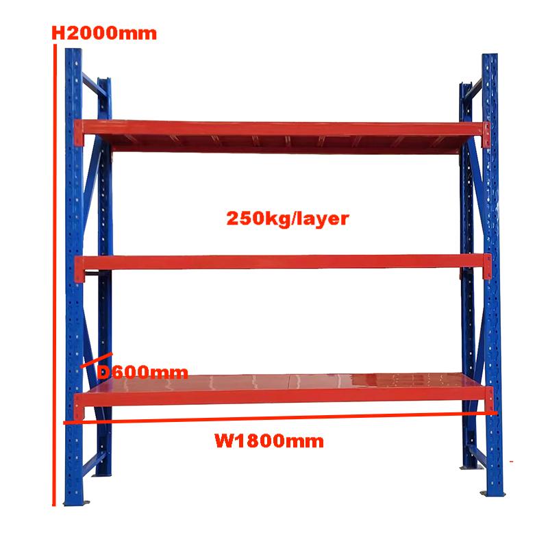 Can Be Adjustable Medium Duty Metal Steel Warehouse Storage Loading Long Span Racks 3 Layers