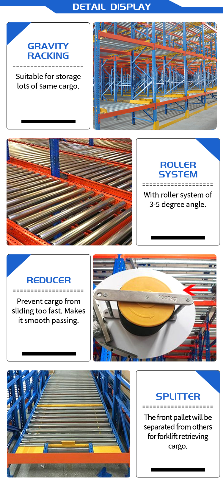 GuangZhou Factory OEM Service Adjustable Warehouse Storage Heavy Duty Pallet Gravity Flow Racking Roller Rack System