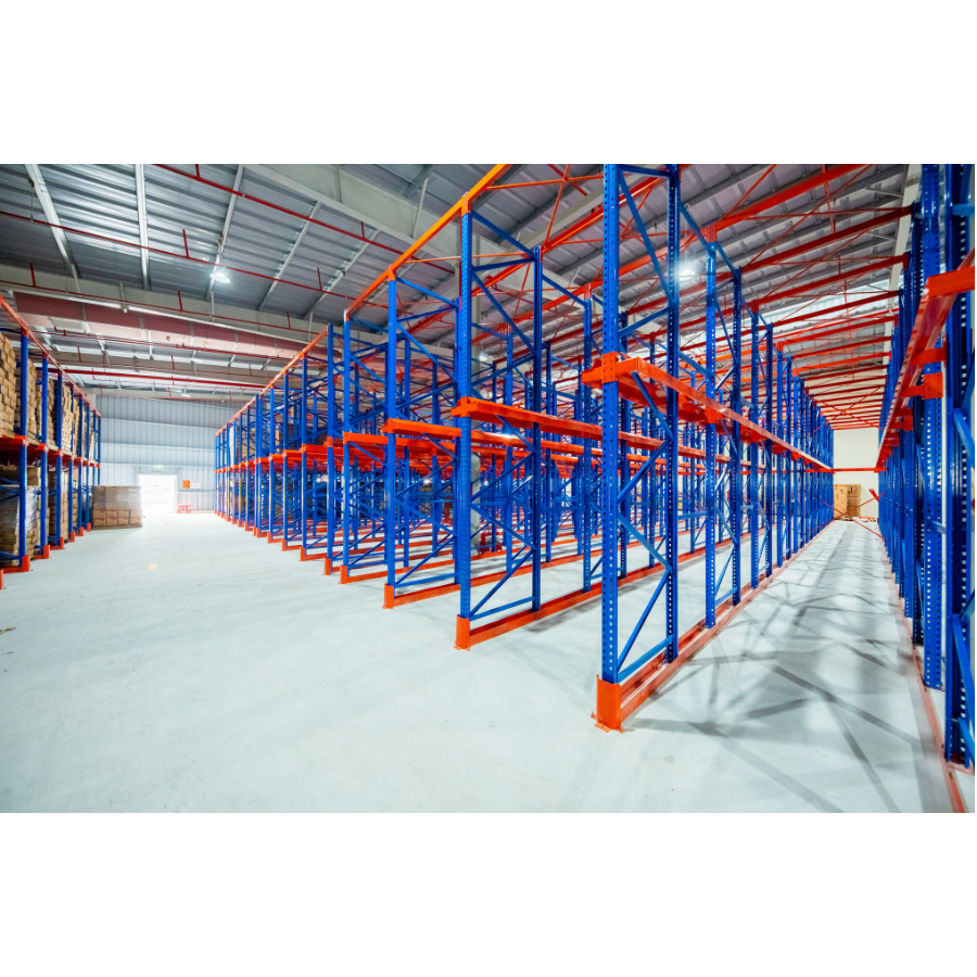 Heavy Duty Drive In Rack Q235 Steel High Density Assembled Blue/Orange OEM Main Rack Bolted Guide Rails