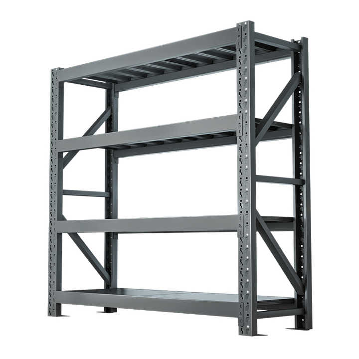 Low Price 200KG 4-Tier Black Detachable Steel Storage Light Duty Rack Shelf for Warehouse Living Room Balcony &amp; Kitchen Home Use