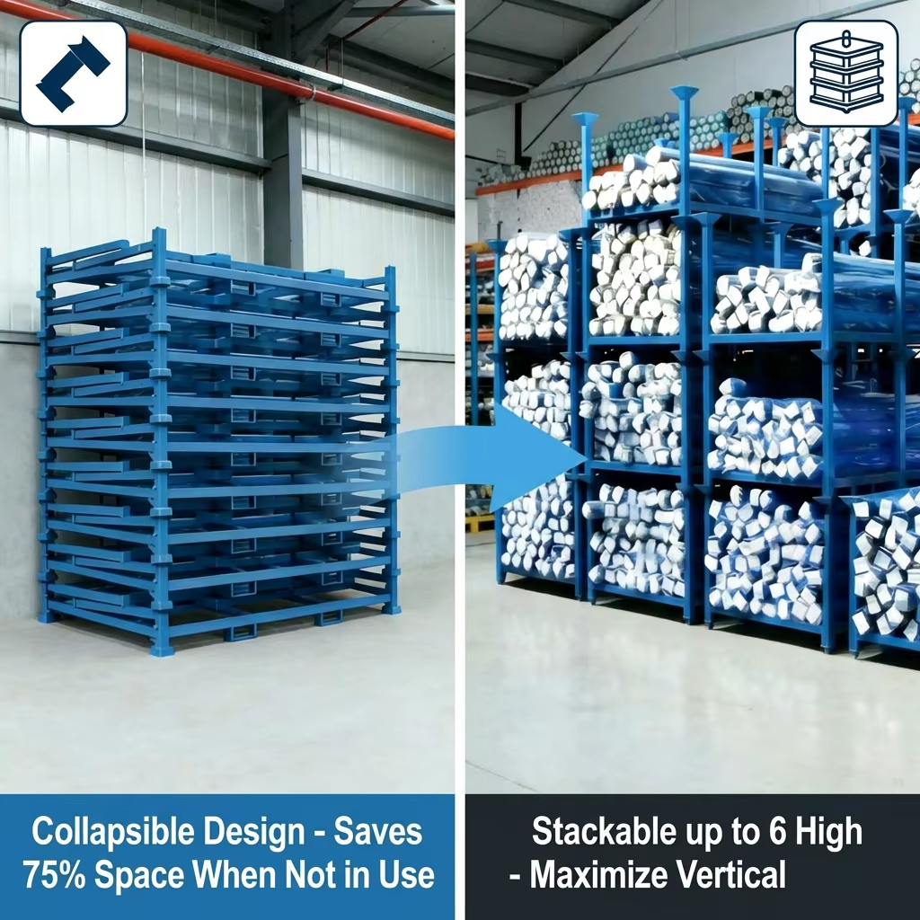 TER Customized Blue Heavy Duty Foldable Stacking Fabric Roll Storage Pallet Rack Steel Warehouse Metal Shelving System
