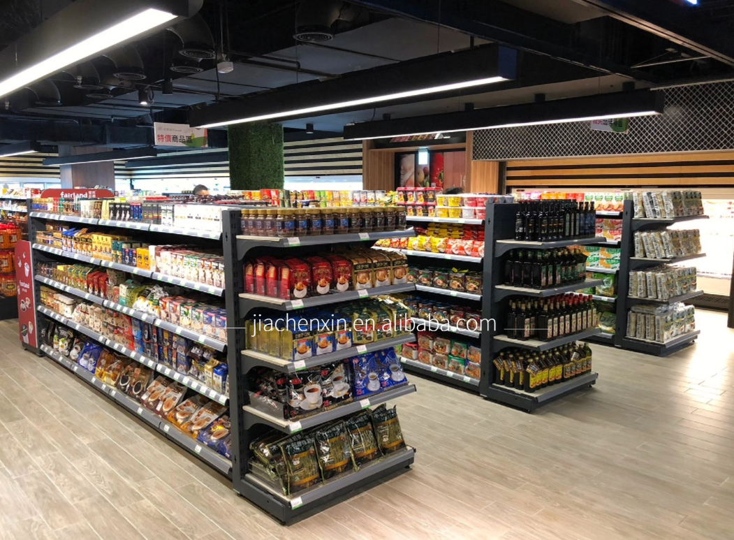 Wooden Gondola Display Shelving Adjustable Retail Store Racks Light Duty Electronics Shop Fixtures Easy Installation