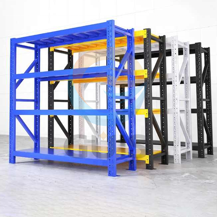 Low Price 200KG 4-Tier Black Detachable Steel Storage Light Duty Rack Shelf for Warehouse Living Room Balcony &amp; Kitchen Home Use