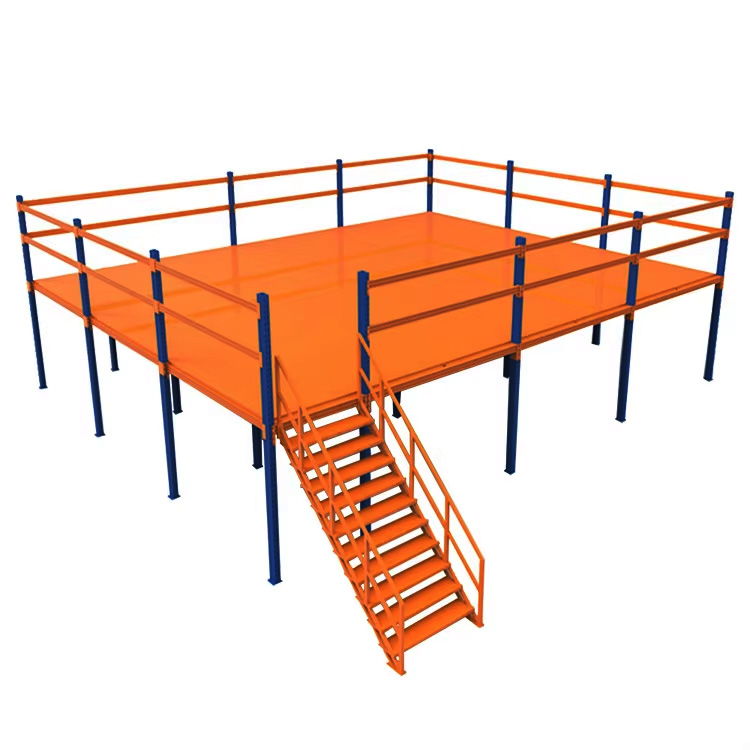 Custom Heavy Metal Interlayer Two-Level Platform Storage Racks Durable Steel Shelving System For Warehouses