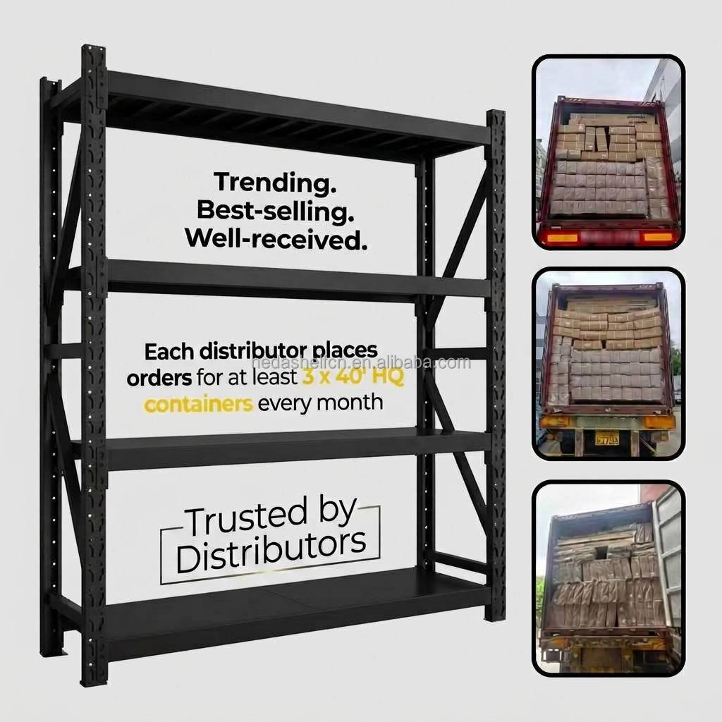 Hot Selling Warehouse Storage Racks 4 Layer 200kg Factory Long Span Industrial Metal Storage Shelves Warehouse Racking