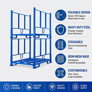 Foldable Metal Stacking Pallet Storage Rack 400kg Capacity