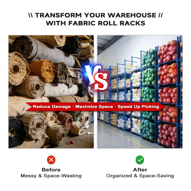 TER Customized Blue Heavy Duty Foldable Stacking Fabric Roll Storage Pallet Rack Steel Warehouse Metal Shelving System