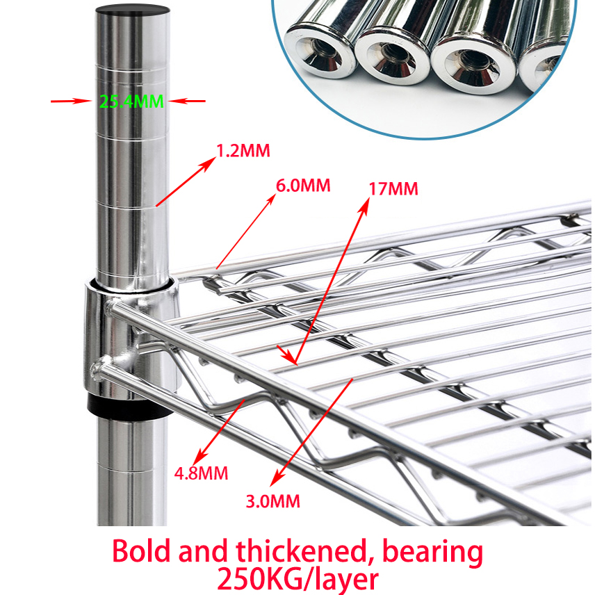 Heavy Duty 5 Tier Chrome Metal Storage Wire Shelf chrome wire shelving unit