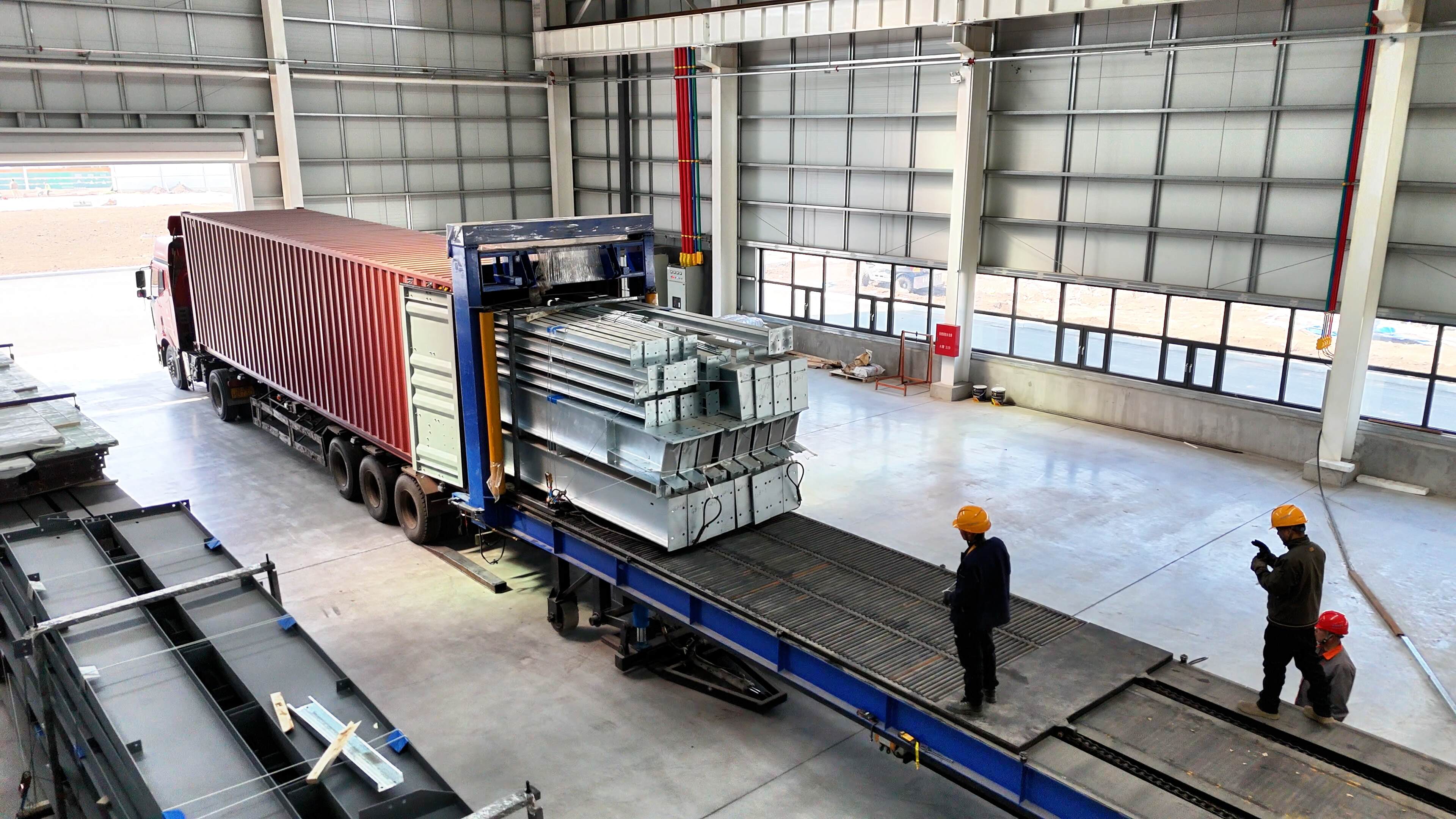 Heavy Steel Member Loading into Shipping Container