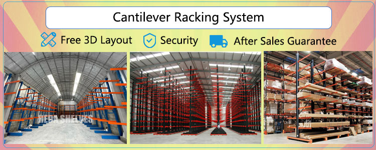 Industrial Rack Shelving Single Sided Heavy Duty Cantilever Racking System Cantilever Racks for Sale