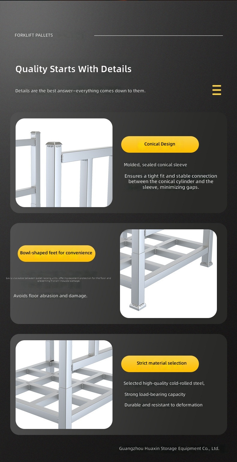 Guangzhou Custom-Made Stackable Folding Steel Pallet Racking Storage Racks Model 202537001 for Warehouse Organization Cold
