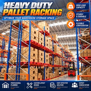Heavy Duty Selective Steel Pallet Racks with Powder-Coated Finish for Industrial Warehouse