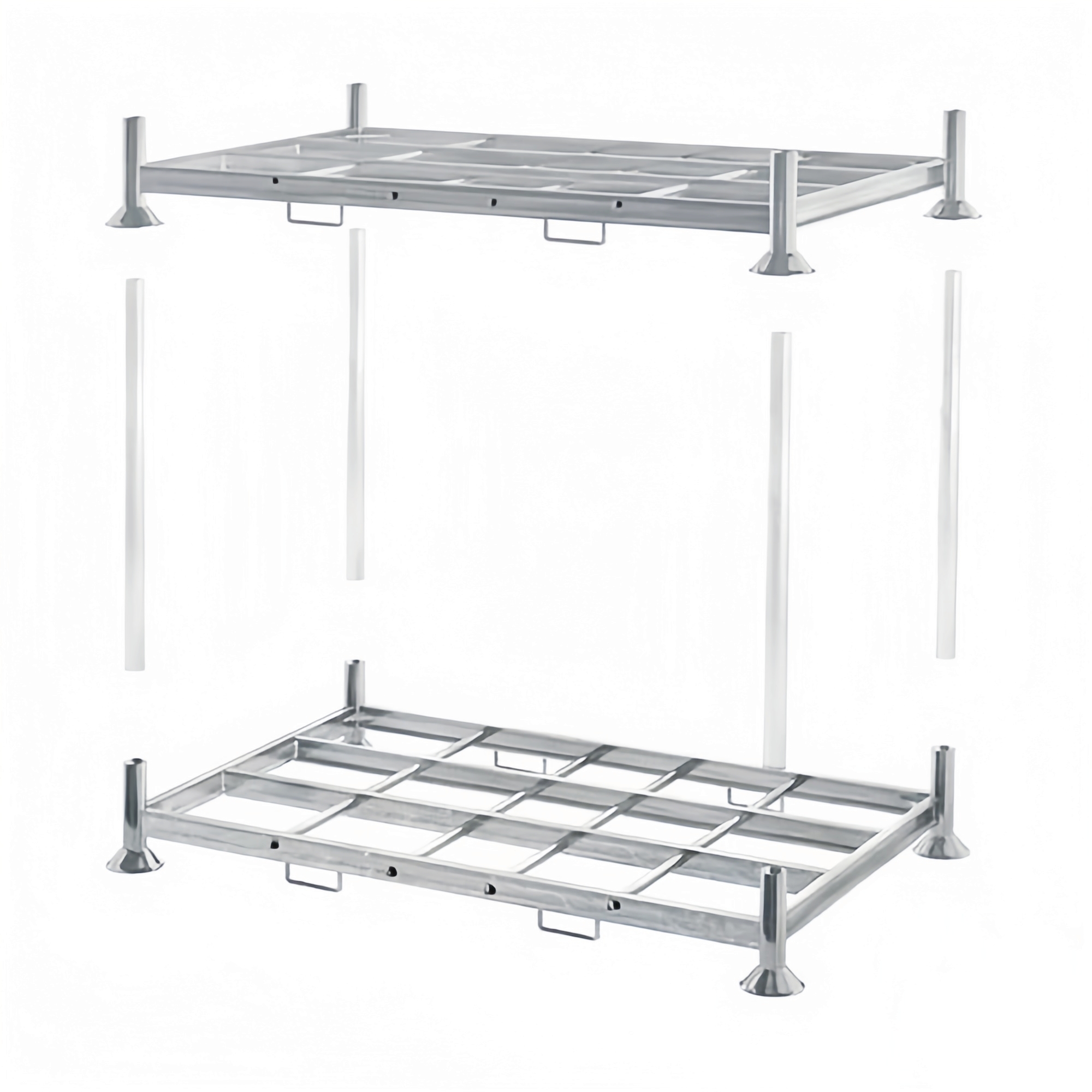 Heavy Duty Detachable Pallets Loading Stacking Storage Galvanized Steel Rack With Removable Post