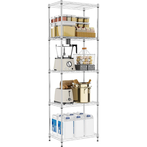 MZG Simple Assembly Boltless Gloss Chrome Finish Slim Wire Shelving Rack
