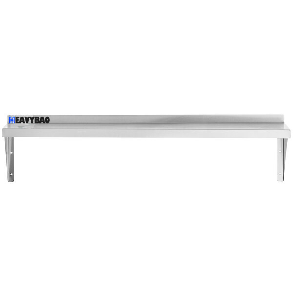 Heavybao Commercial Heavy Duty Brushed Stainless Steel Solid Wall Shelf Restaurant Kitchen Rack Wall Mounted Floating Shelving