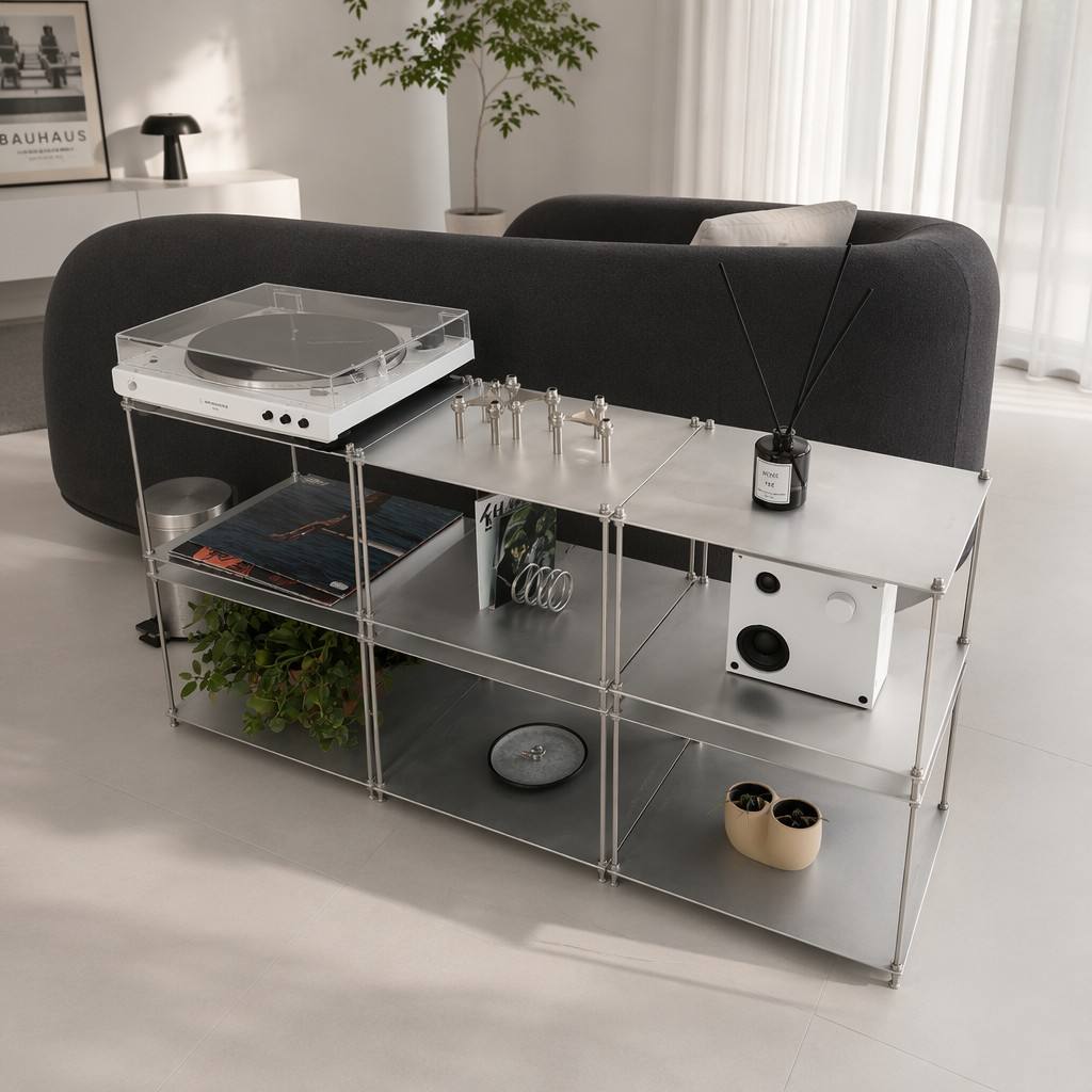 Modern Stainless Steel CD Rack Vinyl Record Storage Shelf Modular Media Player Stand Hifi Equipment Display Rack Wholesale