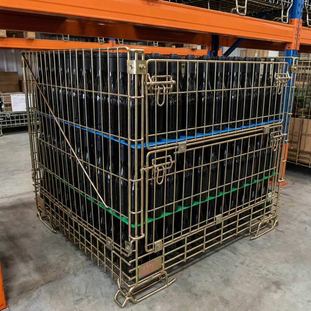 Durable Heavy Duty Steel Collapsible Storage Container Box Stacking Wire Mesh Cage Design 1000kg Capacity Warehouse Pallet Rack