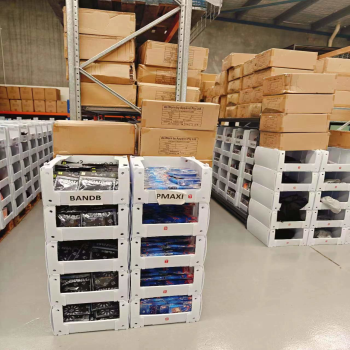 Storage In Warehouse Or Supermarket Stackable Warehouse Storage Bin Corflute Plastic Clothing Parts Shelf Picking Bins