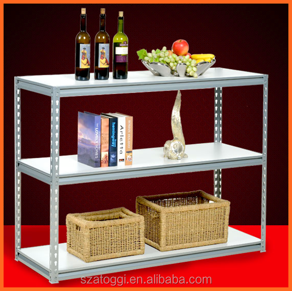 3-Tier Slotted Angle Storage Shelving Unit, Adjustable Metal Frame Home Display Rack, Living Room Storage Organizer