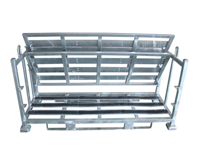 Heavy Duty Stackable Steel Auto Parts Storage Rack, Flip-Top Galvanized Metal Bin for Car Parts Warehouse Logistics