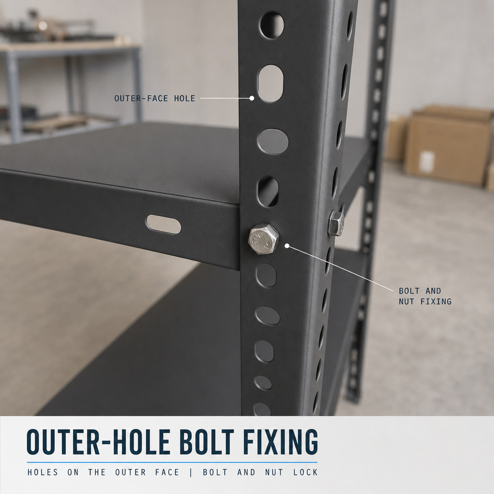 Anti-Rust Steel Corrosion Protection 5-Tier Adjustable Display Stand Storage Racking Warehouse Shelf Slotted Angle Metal