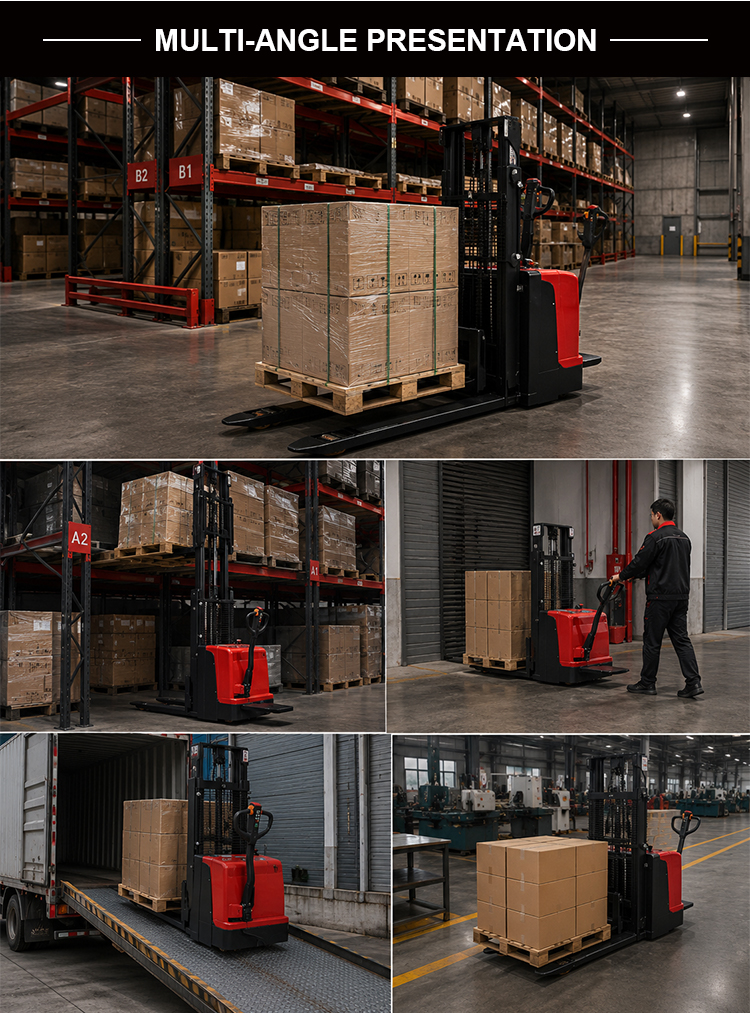Industrial Electric Stacker 1Ton 2Ton Pallet Stacking Truck 3500mm Lift Height For Racking System
