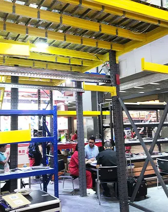 International clients reviewing pallet racking profiles
