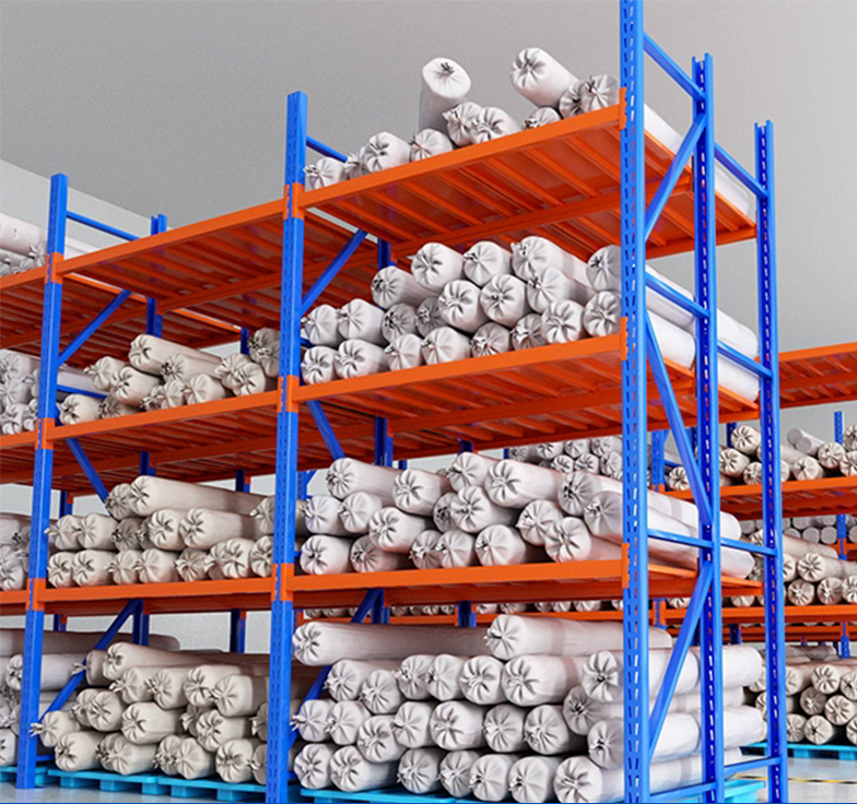 Textile Industry Heavy Duty Steel 5-Layer Corrosion Protection Warehouse Shelf Storage Rack For Rolls Fabric
