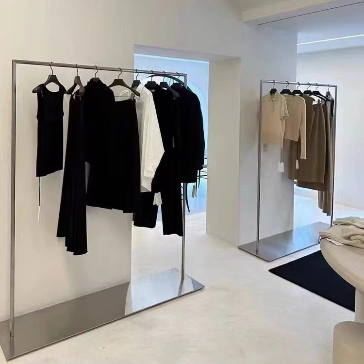 Net Red Custom Stainless Steel Floor Hanger Women's Clothing Store Display Rack Selling Clothes Shelf Nakajima Display Rack