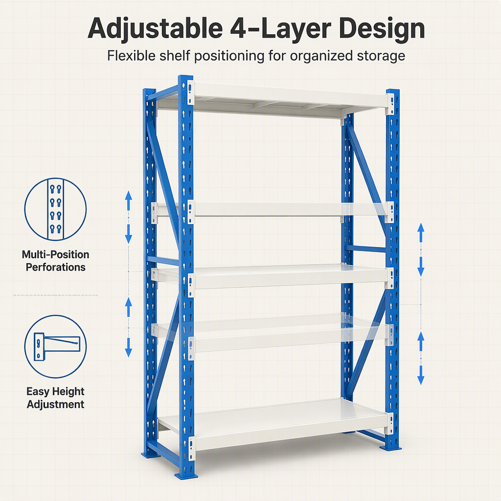 Industrial Longspan Shelving Unit Cold Rolled Steel Storage Rack Heavy Duty Warehouse Racking System for Logistics Center
