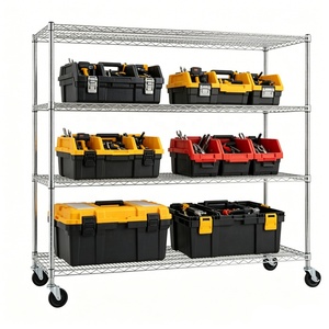 NSF 4 Tiers 800lbs 21 D X 60 W X 72 H Industrial Commercial Chrome Steel Tubular Wire Shelving on Wheels
