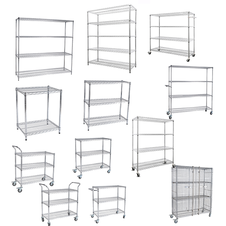 Heavy Duty 5 Tier Chrome Metal Storage Wire Shelf chrome wire shelving unit