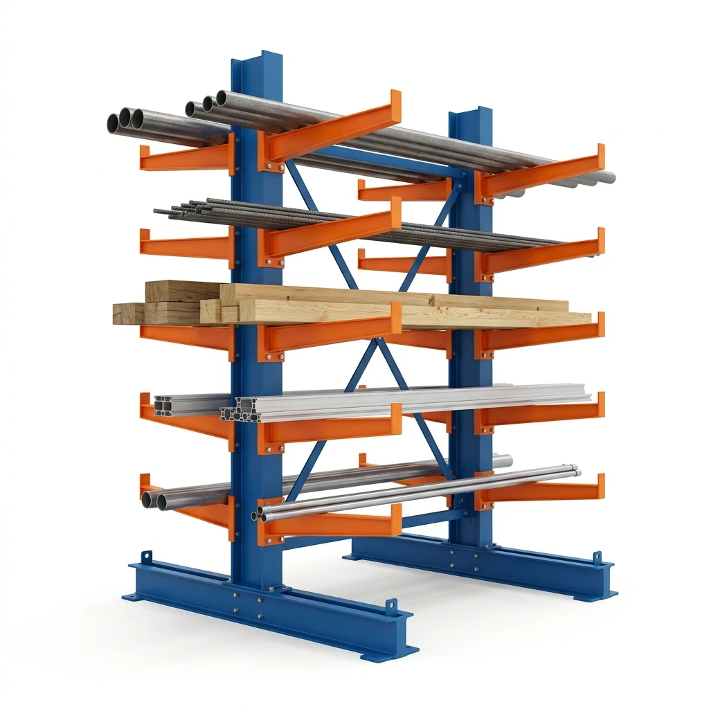 Heavy Duty Industrial Adjustable Single Sided Cantilever Rack for Steel Pipe Lumber Storage Warehouse Organization System