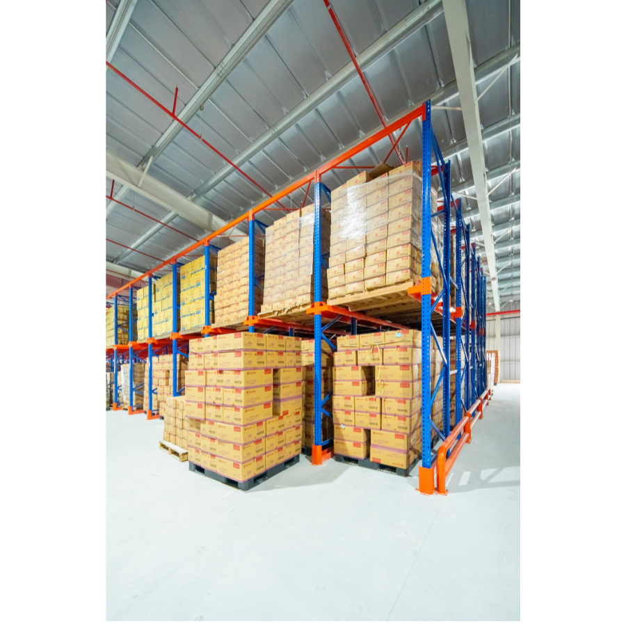 Heavy Duty Drive In Rack Q235 Steel High Density Assembled Blue/Orange OEM Main Rack Bolted Guide Rails