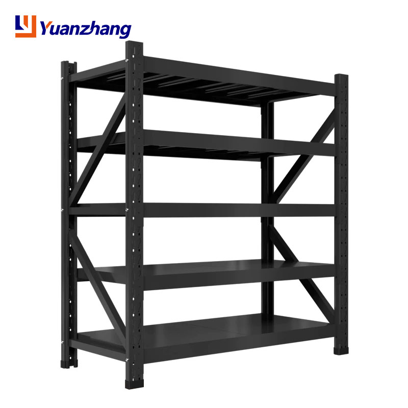Custom Steel Heavy Duty Shelving 300 Kg Layer Garage Black 4 Tier Warehouse Storage Metal Stacking Rack Unit For Warehouse