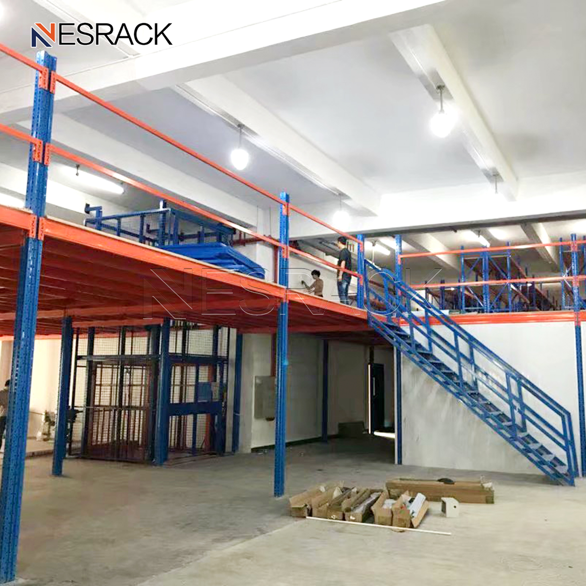 Heavy Duty Mezzanine Floor Steel Platform Warehouse Storage Racking with Stairs