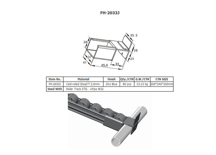 Roller Track Fitting Gravity Flow Rack System Bracket Detail 2