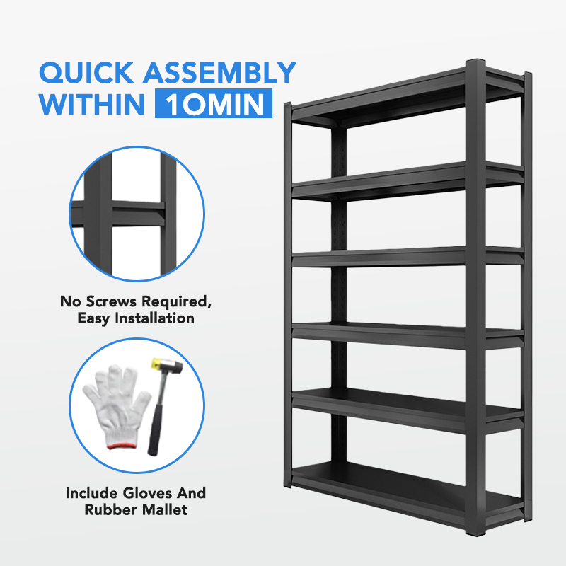 Tall 5-Tier Heavy Duty Adjustable Boltless Supermarket Shelving Unit Durable Scratch Resistant Storage for Garages and Kitchens