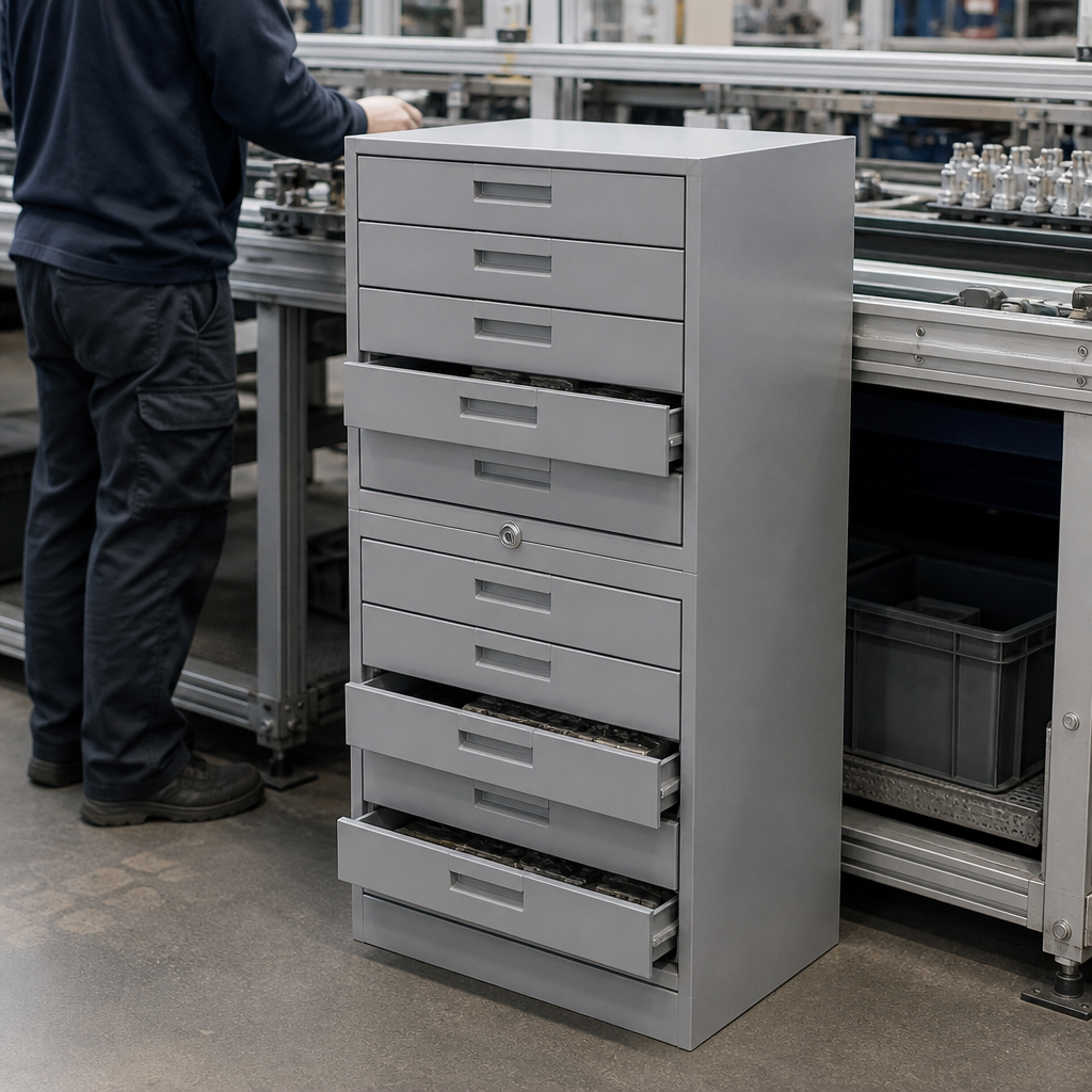 Multi-Purpose Drawer Cabinet For Workshop / Lab / Warehouse / Archive - Durable Steel Storage With Lockable Drawers