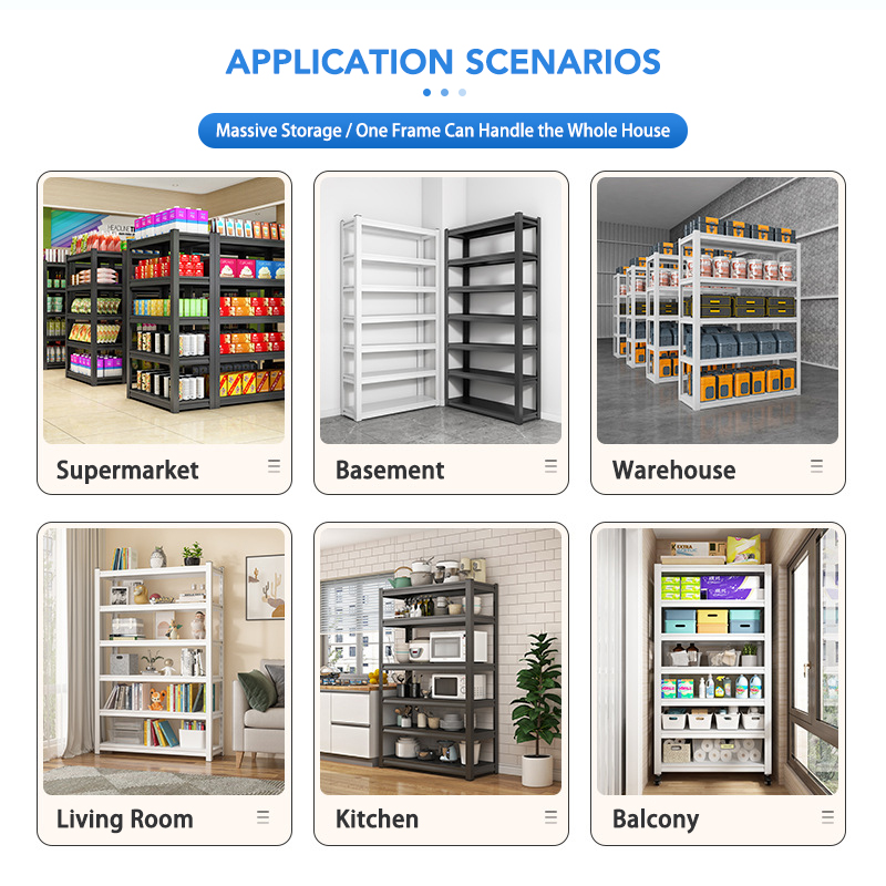 Tall 5-Tier Heavy Duty Adjustable Boltless Supermarket Shelving Unit Durable Scratch Resistant Storage for Garages and Kitchens