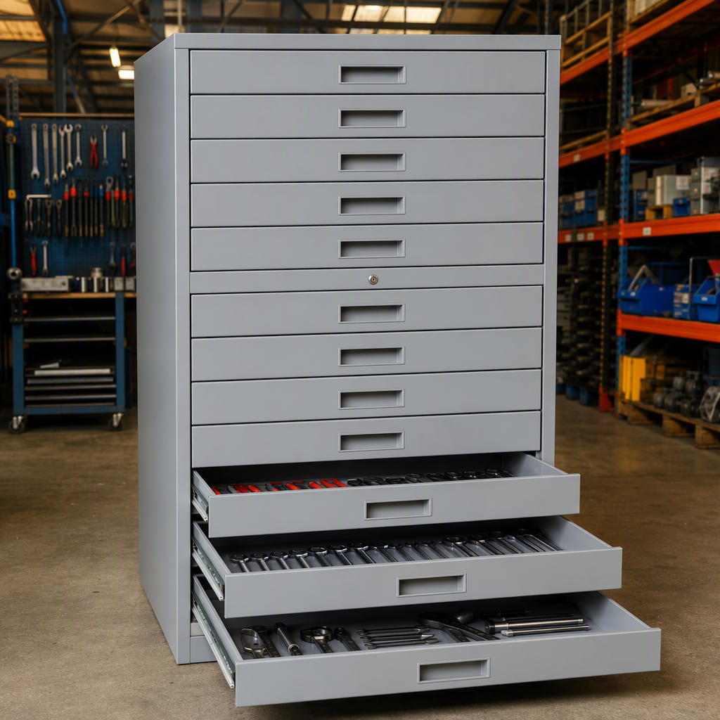 Multi-Purpose Drawer Cabinet For Workshop / Lab / Warehouse / Archive - Durable Steel Storage With Lockable Drawers