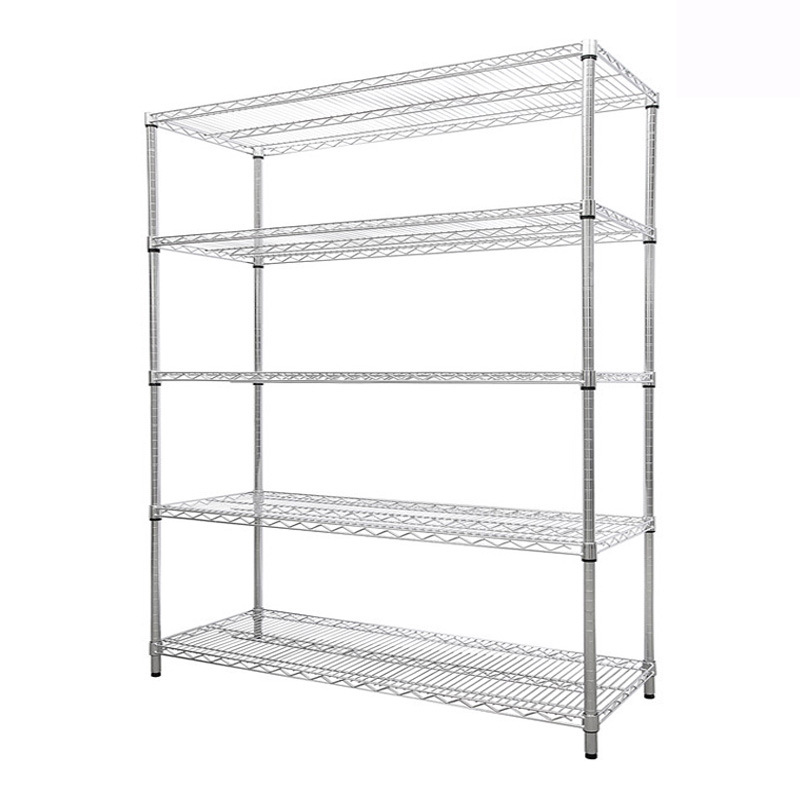 Heavy Duty 5 Tier Chrome Metal Storage Wire Shelf chrome wire shelving unit